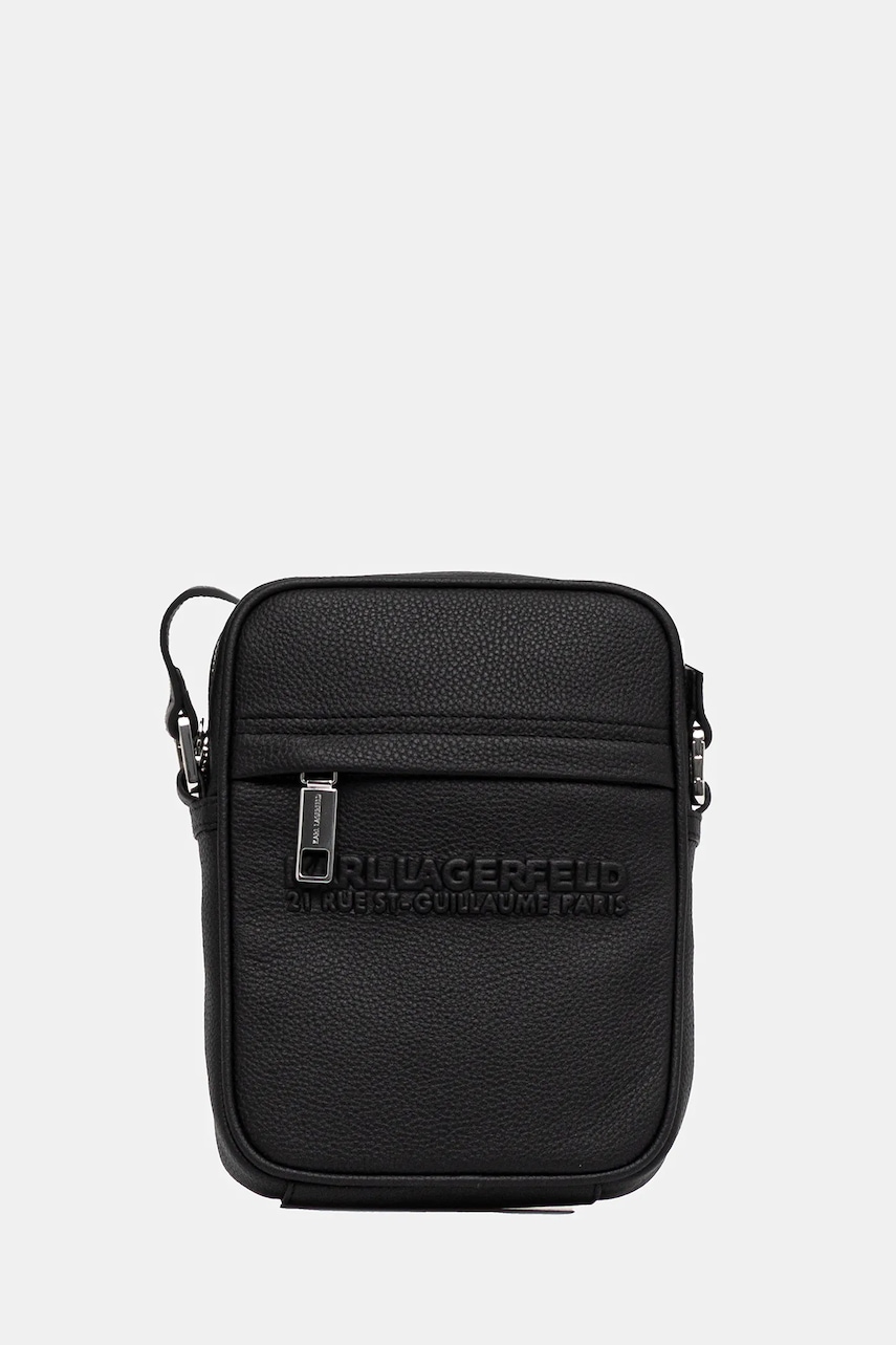 Δερμάτινο φακελάκι Karl Lagerfeld K/RSG ανδρικό, χρώμα: μαύρο, A3M30177