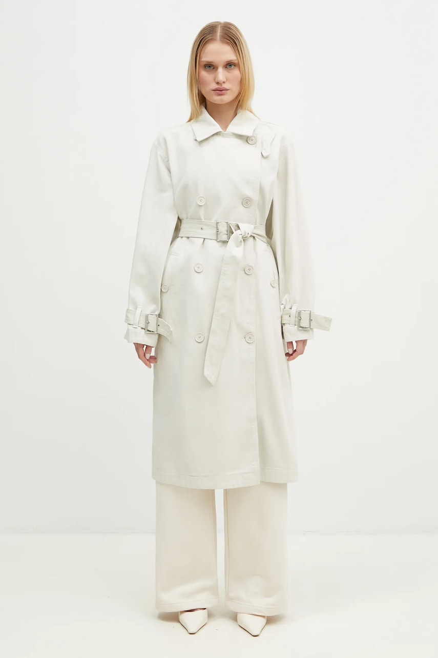 Βαμβακερή καμπαρντίνα Lacoste χρώμα: μπεζ, BF4642