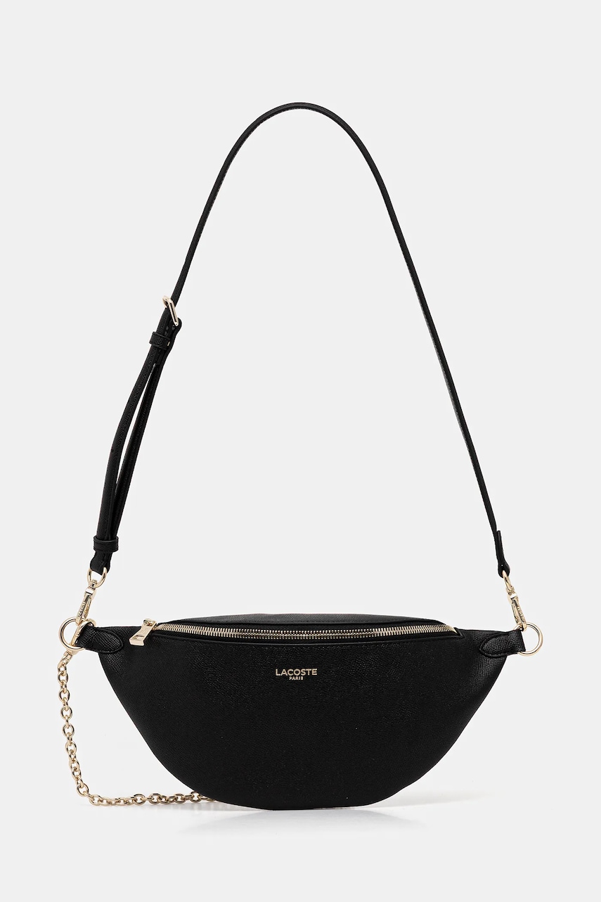 Δερμάτινη τσάντα Lacoste χρώμα: μαύρο, NF5098PH