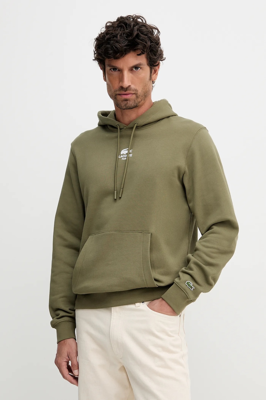 Βαμβακερή μπλούζα Lacoste χρώμα: ναυτικό μπλε, με κουκούλα, SH2740