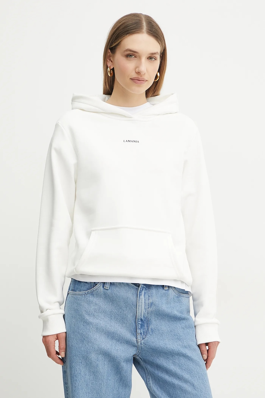 Μπλούζα La Mania χρώμα: άσπρο, με κουκούλα, ARIA