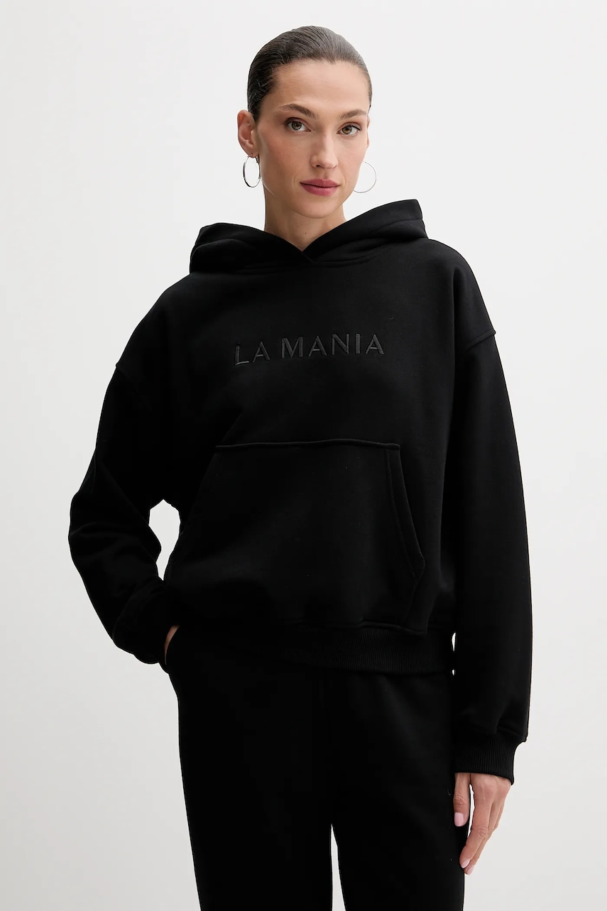 Μπλούζα La Mania BROOK χρώμα: γκρι, με κουκούλα, BROOK