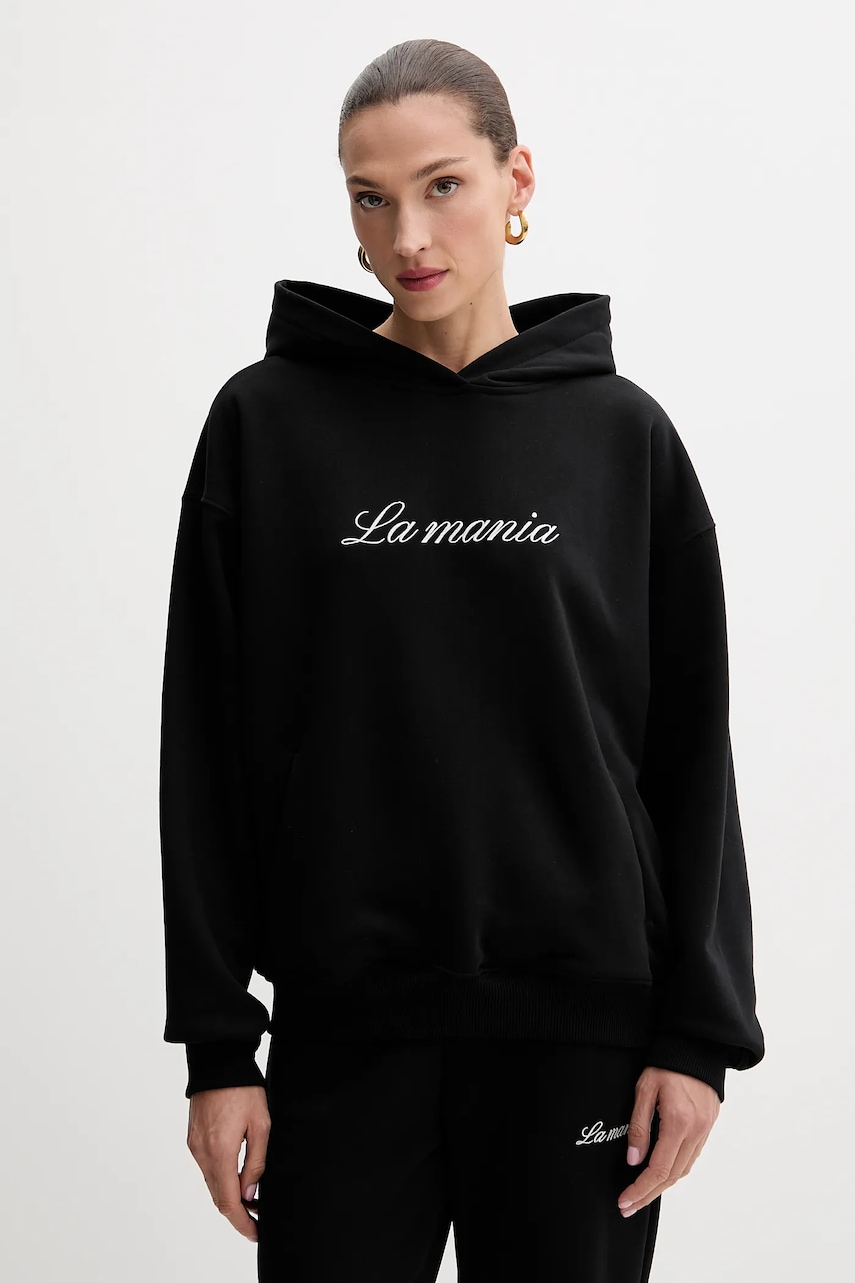 Μπλούζα La Mania χρώμα: μαύρο, με κουκούλα, ROCKY