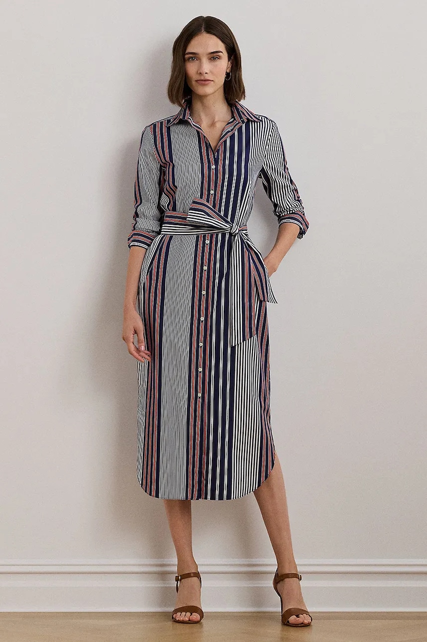 Βαμβακερό φόρεμα Lauren Ralph Lauren χρώμα: πολύχρωμο, 200962683