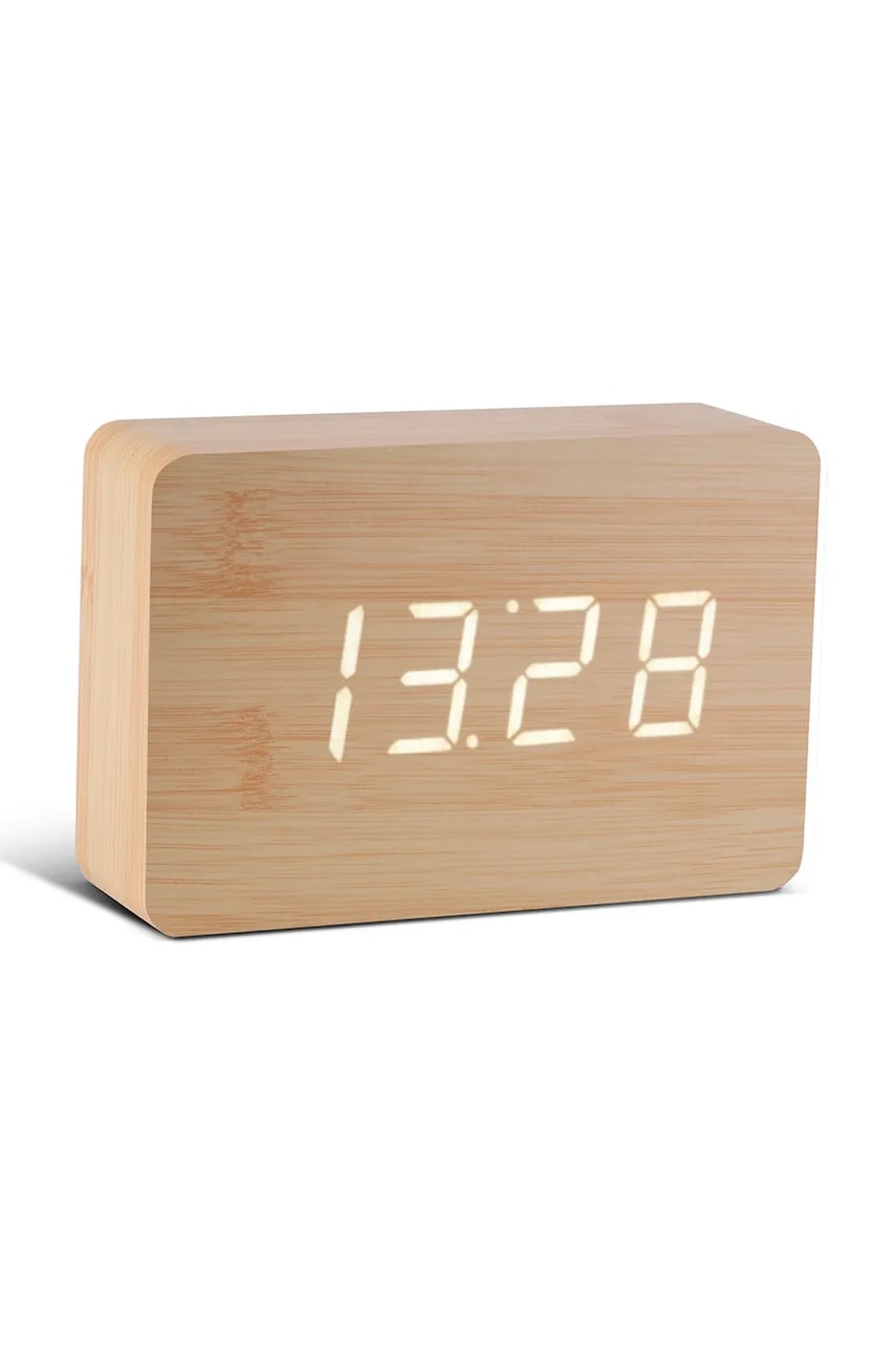 Led ρολόι Gingko Design Brick Beech Click Clock χρώμα: άσπρο