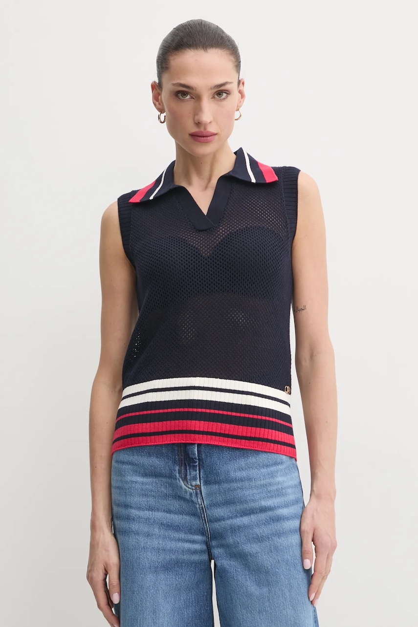 Βαμβακερό γιλέκο Liu Jo χρώμα: ναυτικό μπλε, TA5287 MS016