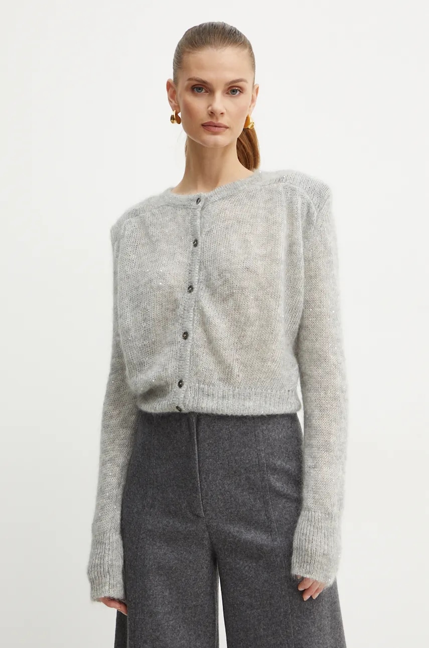 Μάλλινη ζακέτα Liviana Conti χρώμα: γκρι, L4WG57