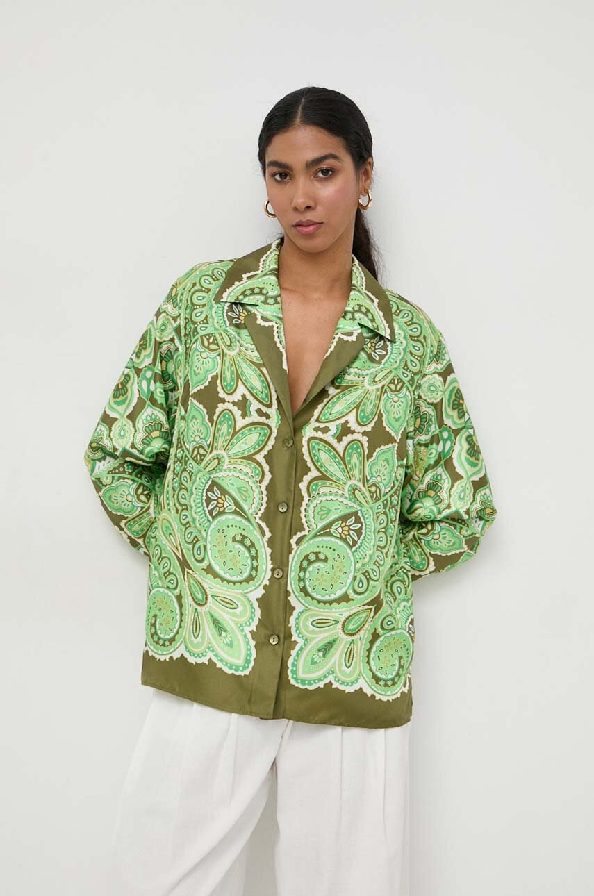 Μεταξωτό πουκάμισο Luisa Spagnoli χρώμα: πράσινο