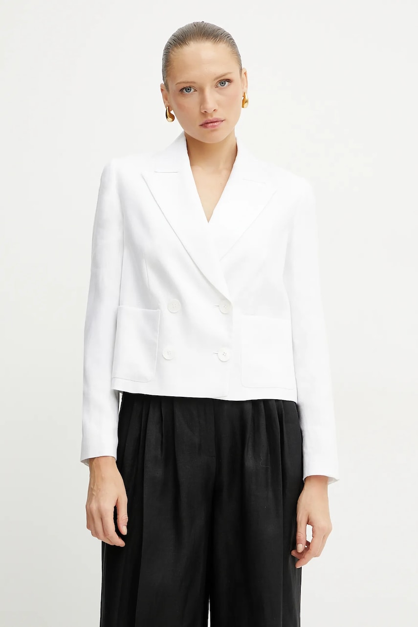 Λινό πανωφόρι Luisa Spagnoli χρώμα: άσπρο, 542051