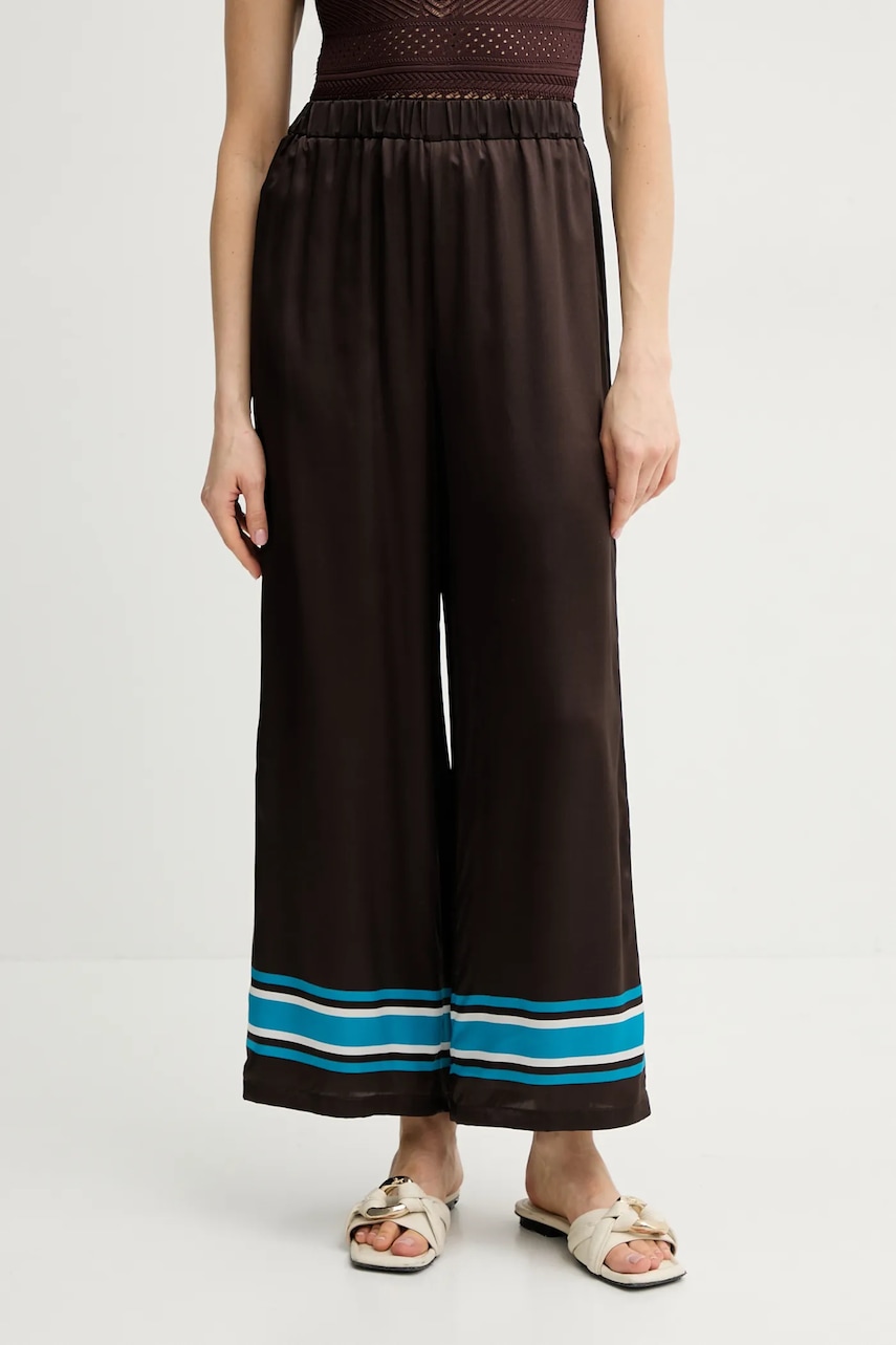 Μεταξωτό παντελόνι Luisa Spagnoli χρώμα: καφέ, 542106