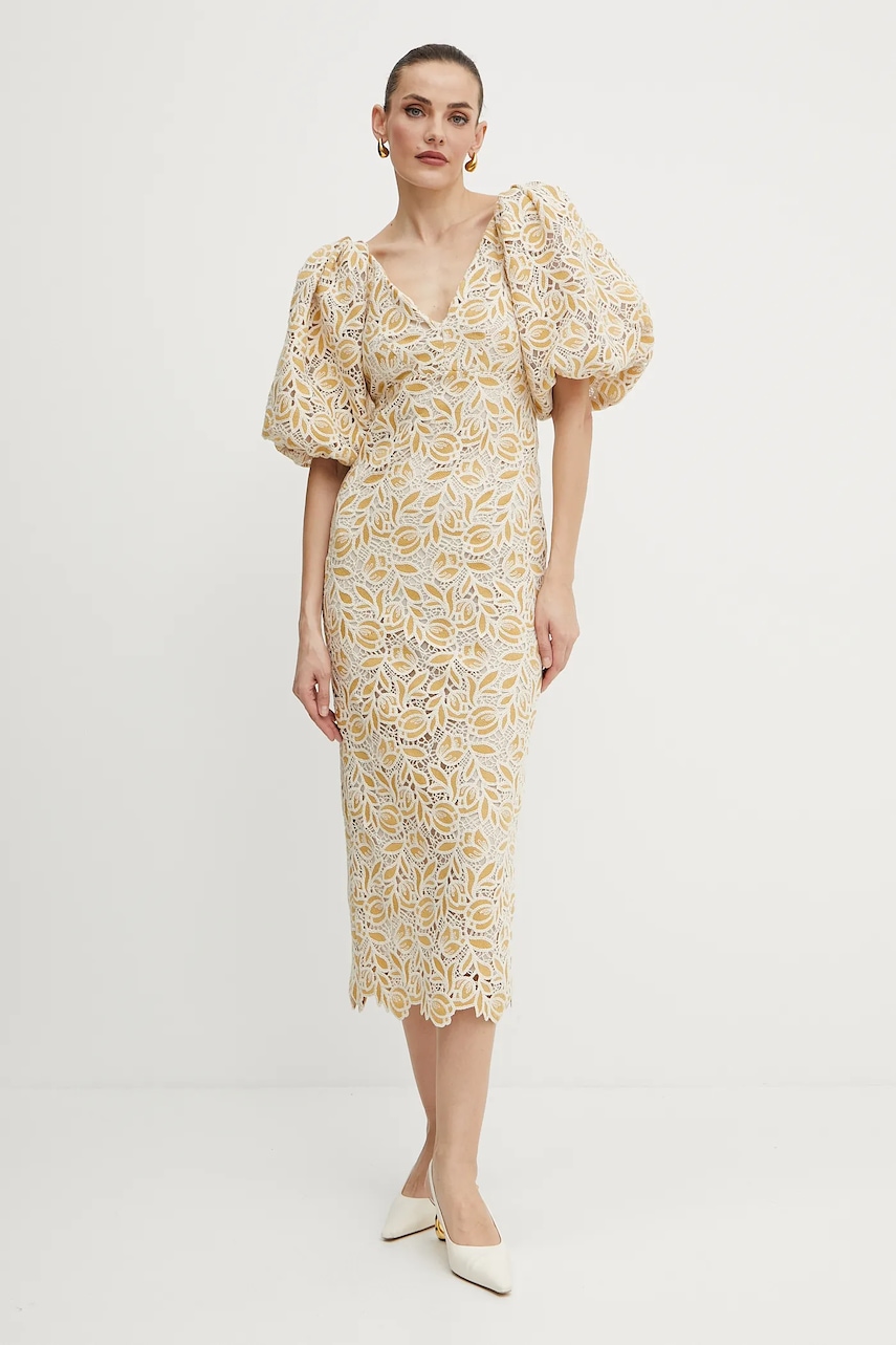 Φόρεμα Luisa Spagnoli χρώμα: μπεζ, 542142