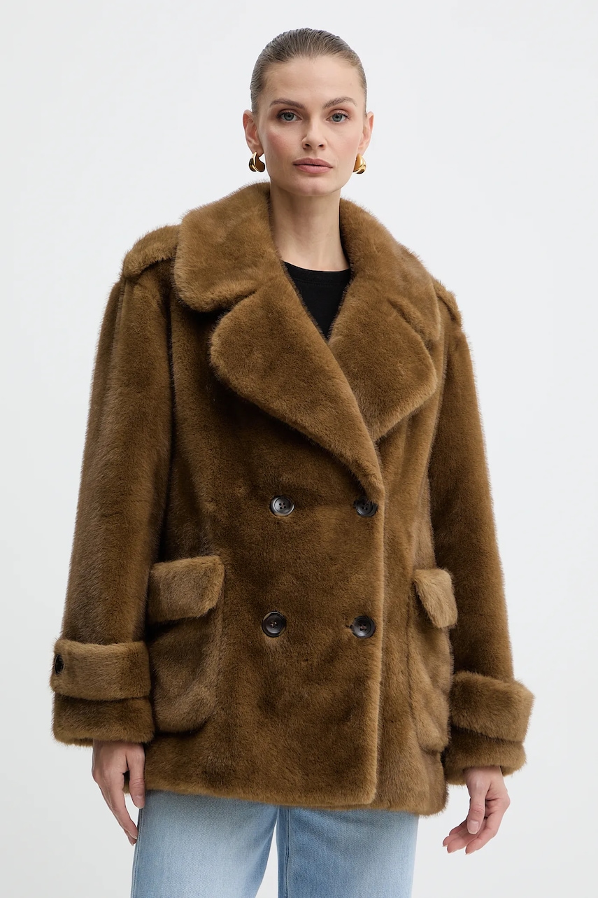 Παλτό Luisa Spagnoli χρώμα: καφέ, 542240