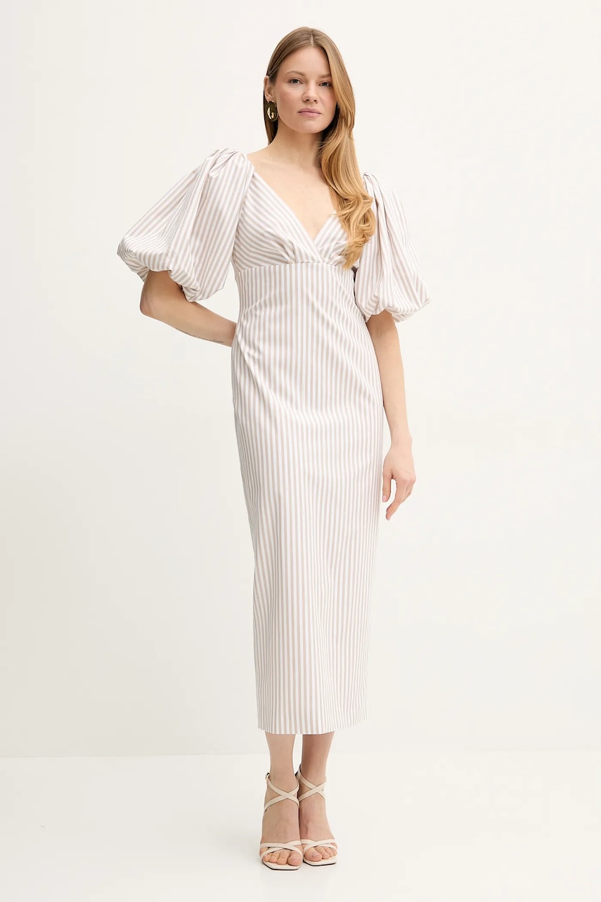 Βαμβακερό φόρεμα Luisa Spagnoli χρώμα: άσπρο, 542277