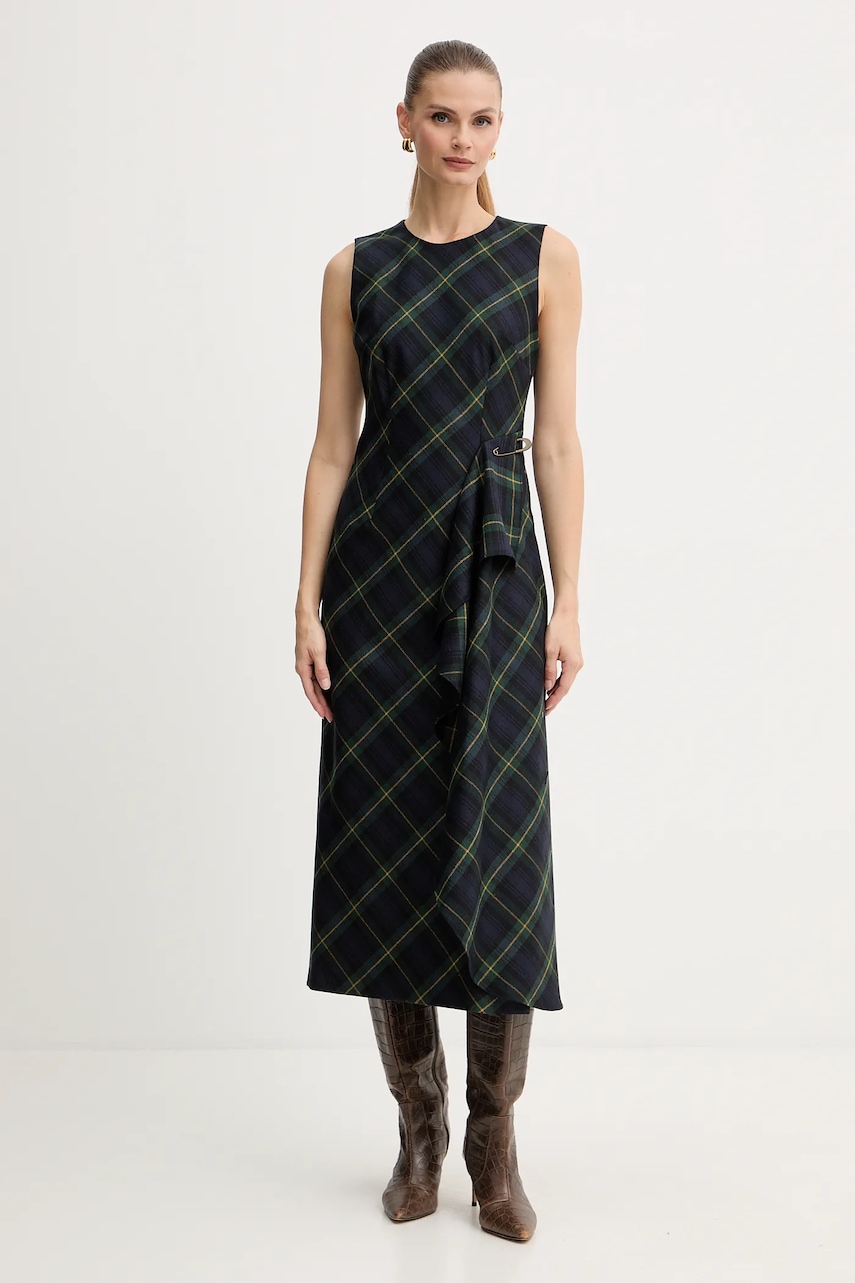 Φόρεμα με προσθήκη μαλλιού Luisa Spagnoli χρώμα: ναυτικό μπλε, 542289