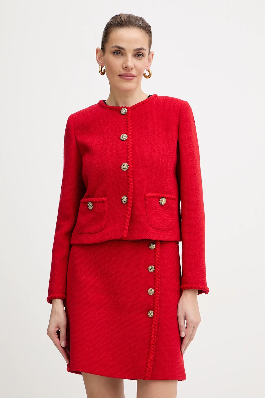 Σακάκι με προσθήκη μάλλινου υφάσματος Luisa Spagnoli χρώμα: κόκκινο, 542705
