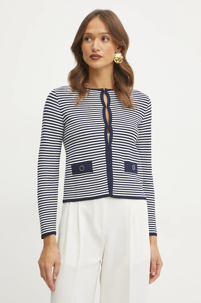 Πλεκτή ζακέτα Luisa Spagnoli χρώμα: ναυτικό μπλε, 58659