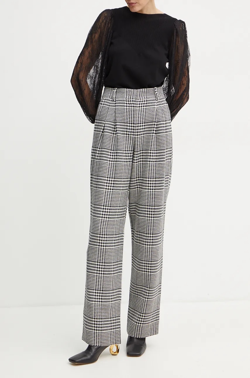 Μάλλινο παντελόνι Luisa Spagnoli ODINETTE χρώμα: μαύρο, 541405