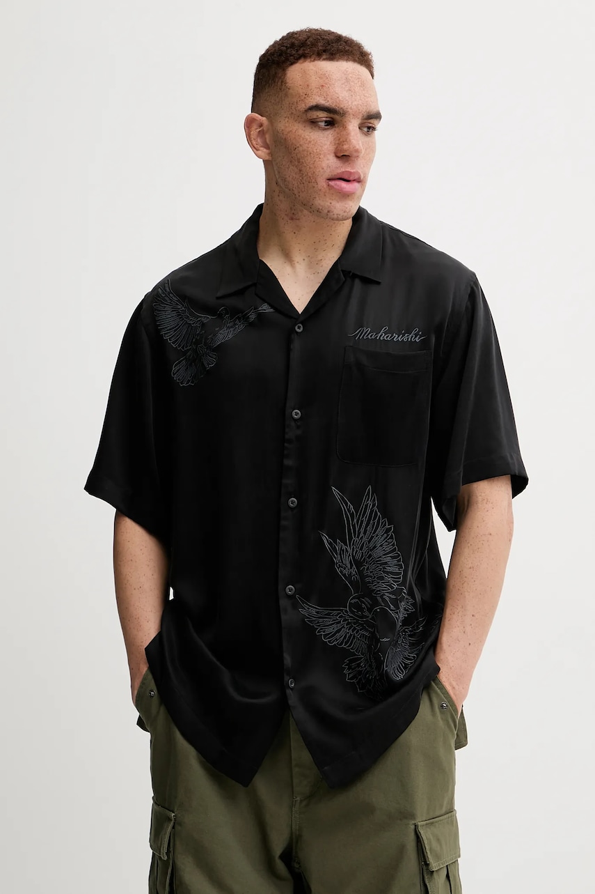 Πουκάμισο Maharishi Peace Dove Embroidered Shirt χρώμα: μαύρο, 5326.BLACK