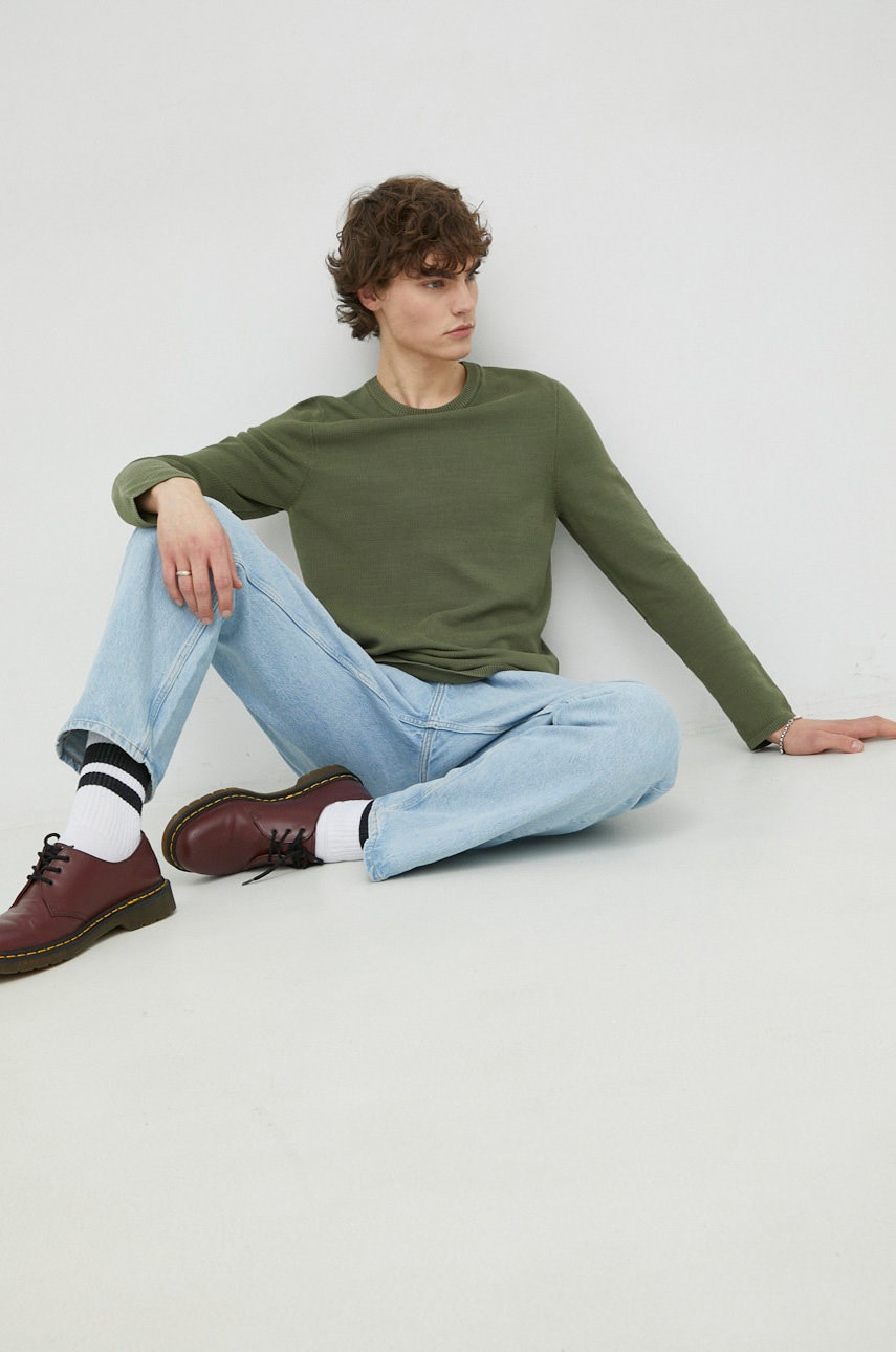 Βαμβακερό πουλόβερ Marc O'Polo ανδρικά, χρώμα: πράσινο