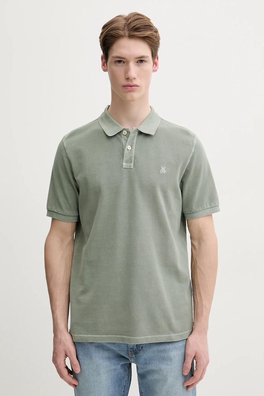 Βαμβακερό μπλουζάκι πόλο Marc O'Polo χρώμα: πράσινο