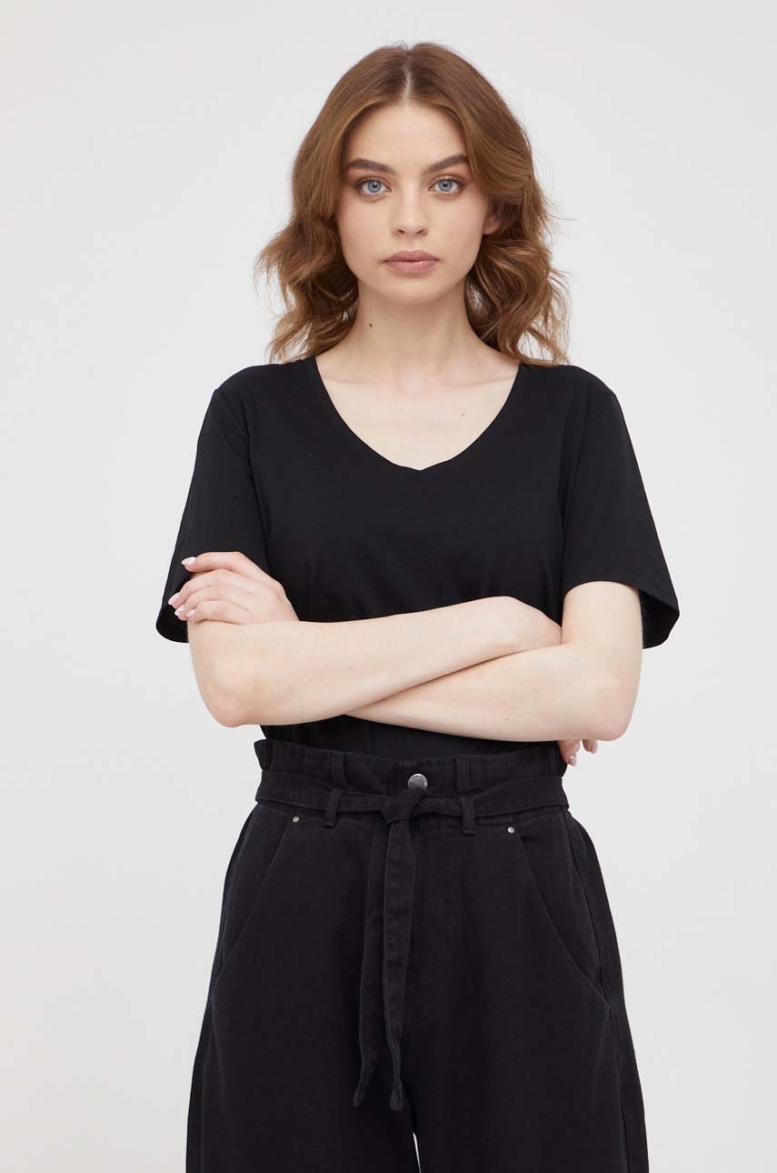 Βαμβακερό μπλουζάκι Marc O'Polo χρώμα: μαύρο