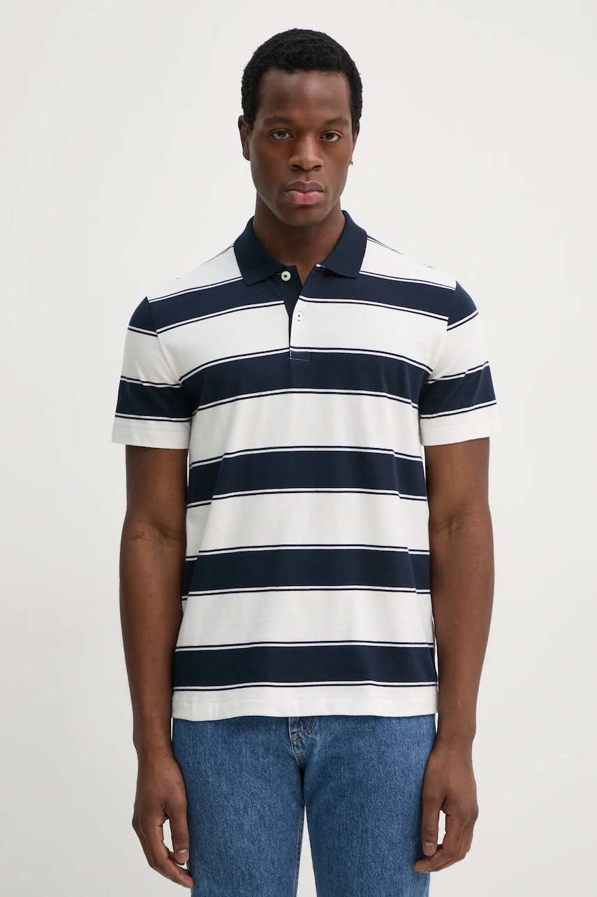 Βαμβακερό μπλουζάκι πόλο Marc O'Polo ανδρικό, χρώμα: άσπρο, 522214553046