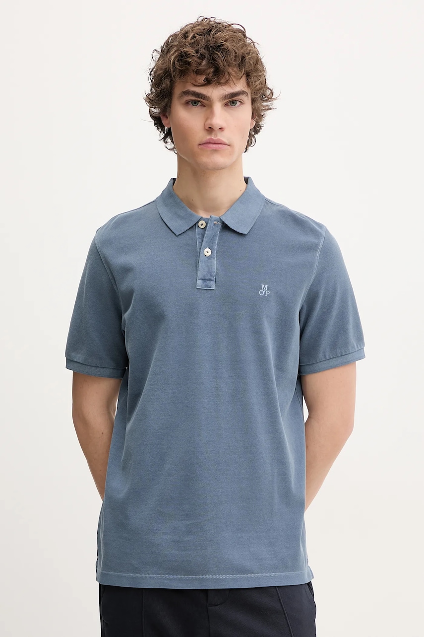 Βαμβακερό μπλουζάκι πόλο Marc O'Polo ανδρικό, χρώμα: μπλε, 522226653000