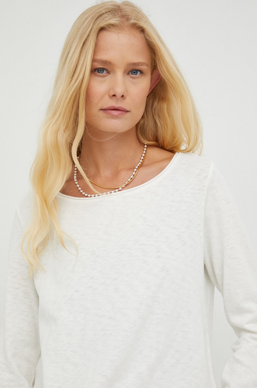 Βαμβακερή μπλούζα με μακριά μανίκια Marc O'Polo Denim χρώμα: μπεζ