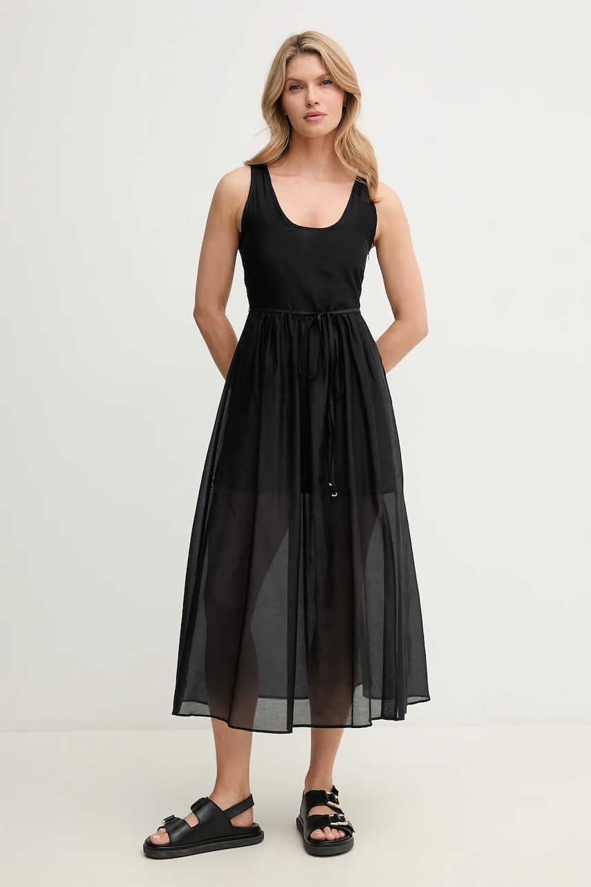 Φόρεμα από συνδιασμό μεταξιού Marella Emme by Marella χρώμα: μαύρο, 2515221172200