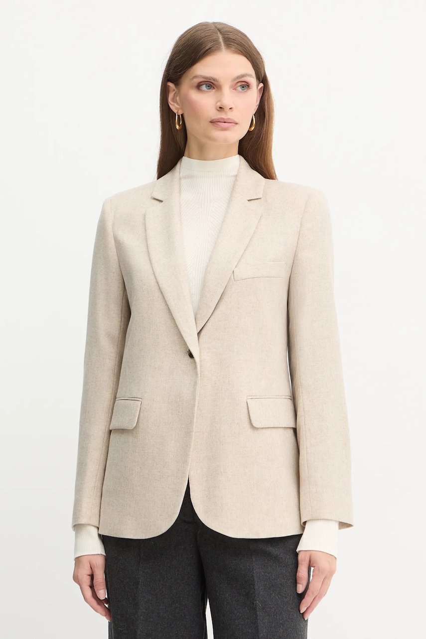 Σακάκι με προσθήκη μάλλινου υφάσματος Marella Emme by Marella χρώμα: μπεζ, 2525046072200