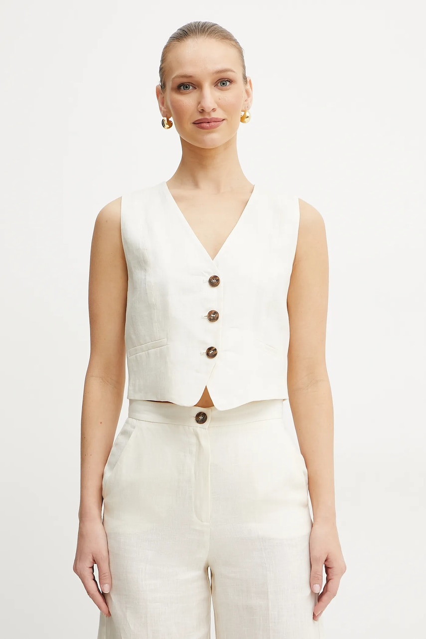 Λινό γιλέκο Marella Emme by Marella χρώμα: μπεζ, 2515151012200