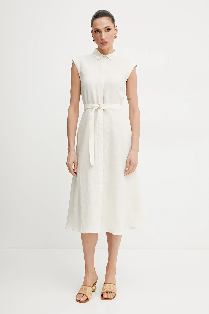 Λινό φόρεμα Marella Emme by Marella χρώμα: μπεζ, 2515221262200