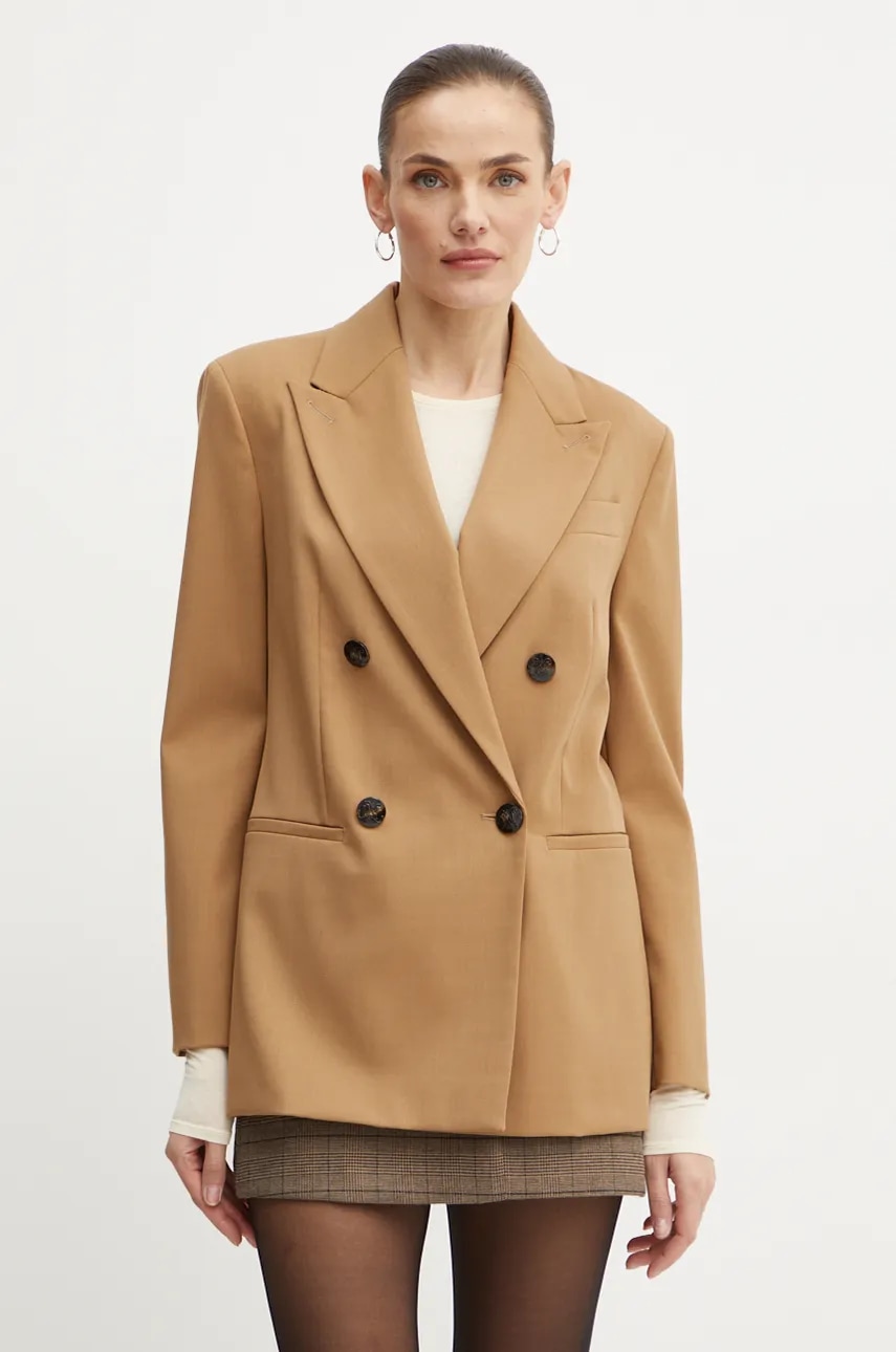 Μπλέιζερ με μίγμα μαλλιού MAX&Co. χρώμα: καφέ, 2426046043200