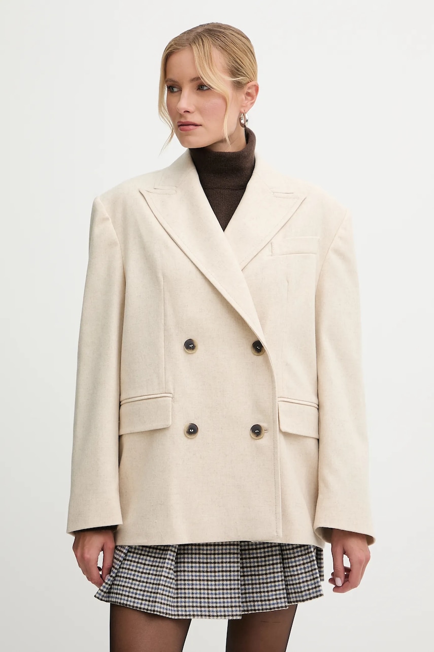 Σακάκι με προσθήκη μάλλινου υφάσματος MAX&Co. χρώμα: μπεζ, 2526086074200