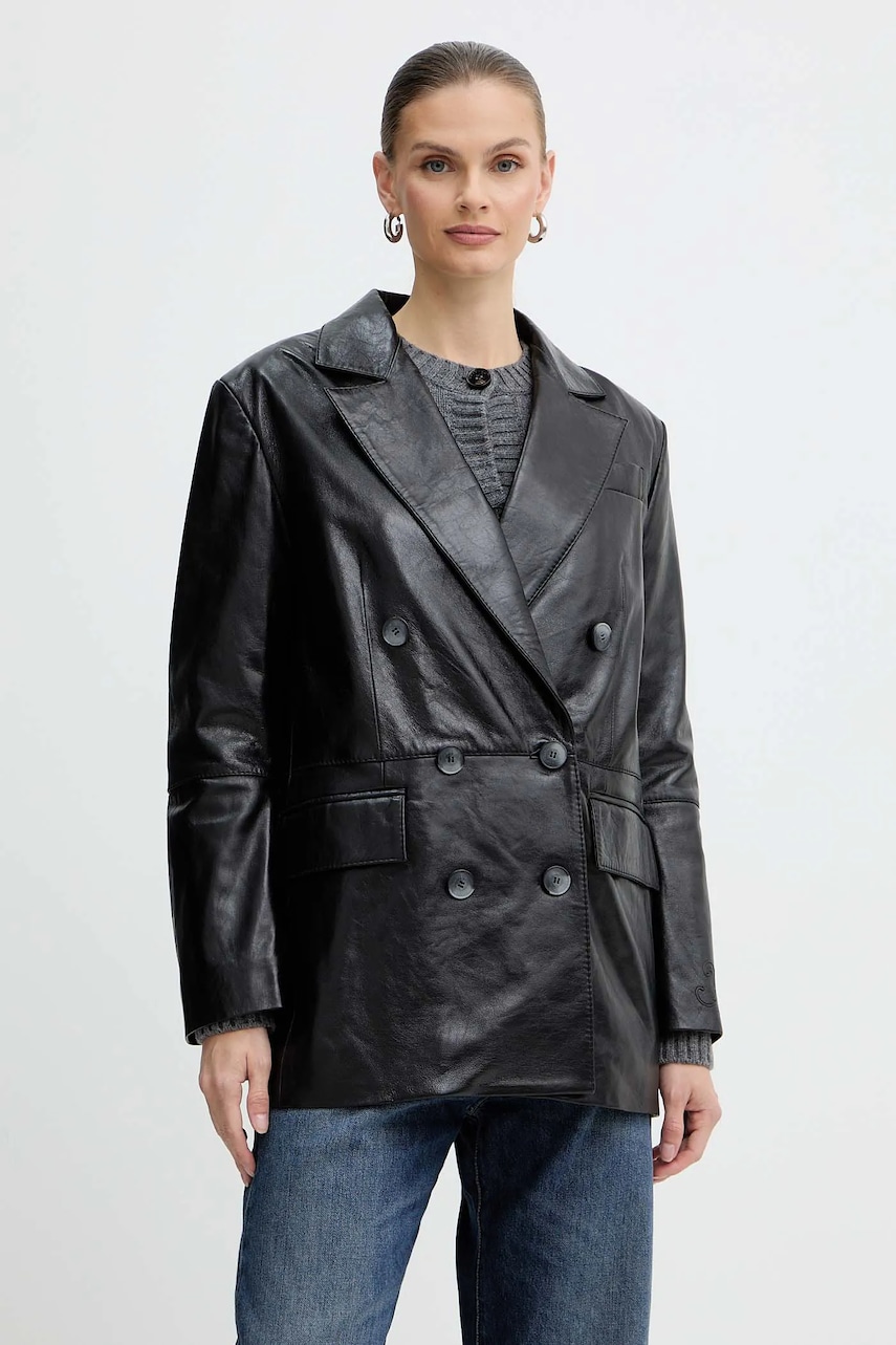 Δερμάτινο σακάκι MAX&Co. χρώμα: μαύρο, 2526446053200