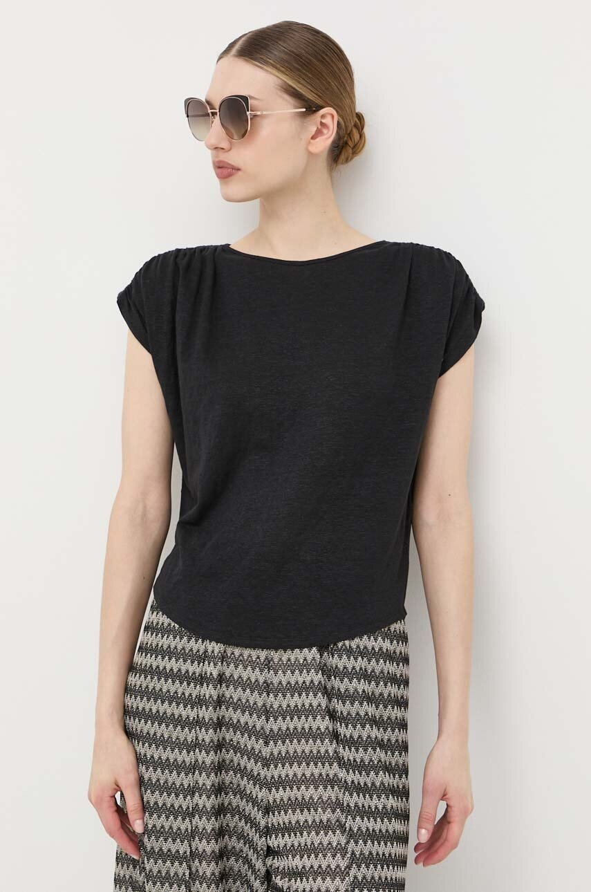 Λευκό μπλουζάκι Max Mara Leisure χρώμα: μαύρο