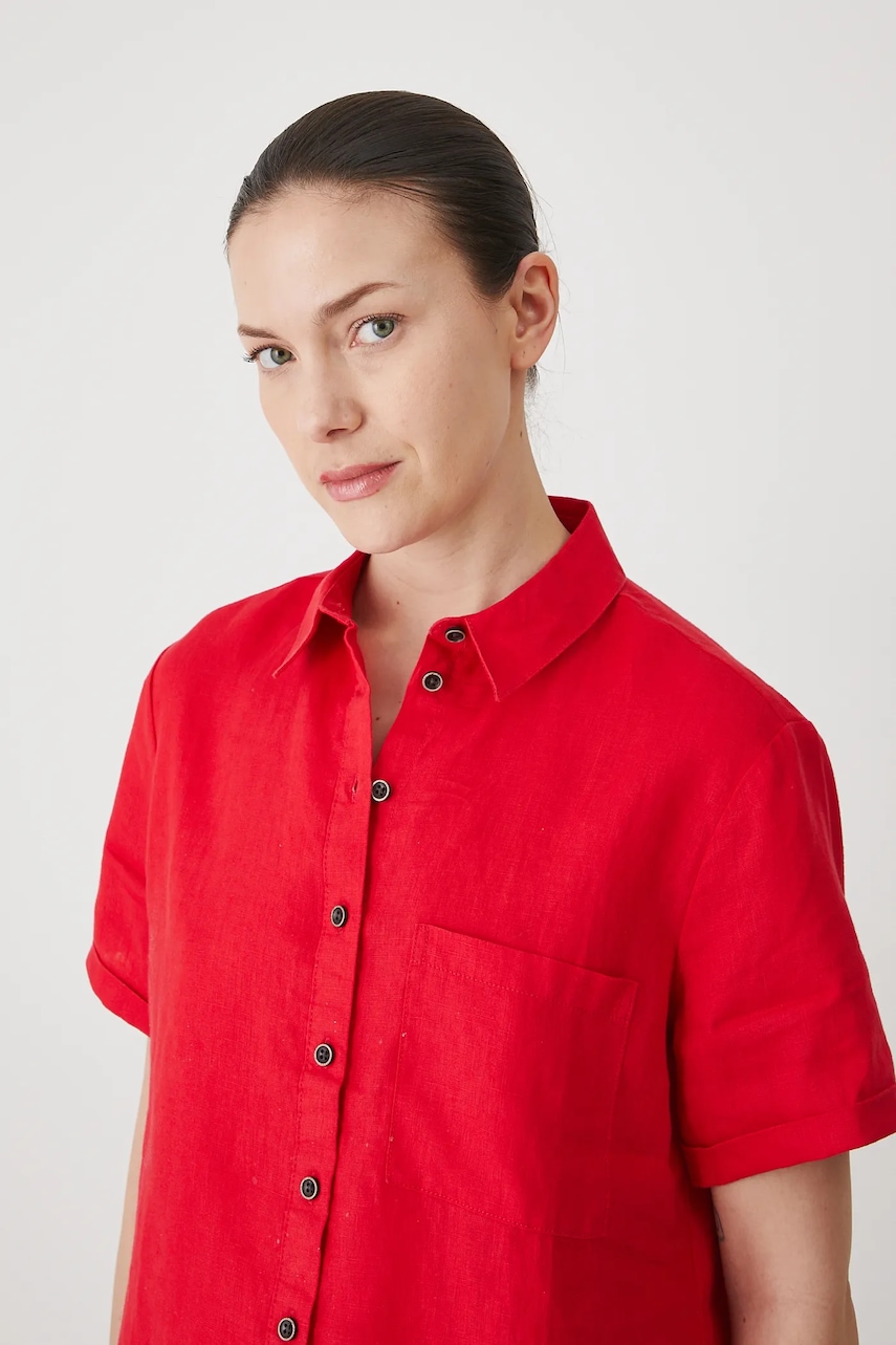 Πουκάμισο από λινό Medicine χρώμα: κόκκινο