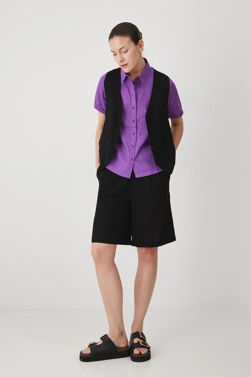 Πουκάμισο από λινό Medicine χρώμα: μοβ