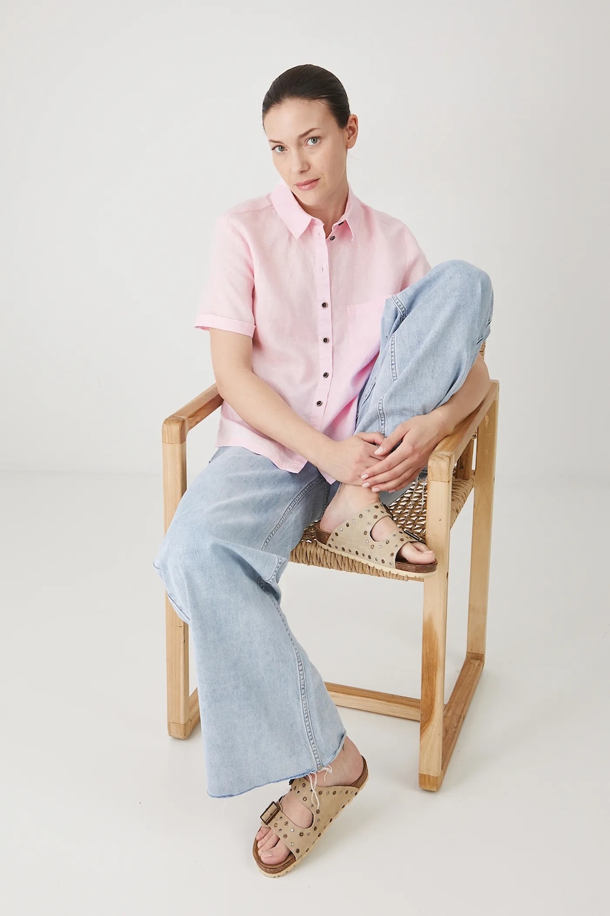 Πουκάμισο από λινό Medicine χρώμα: ροζ