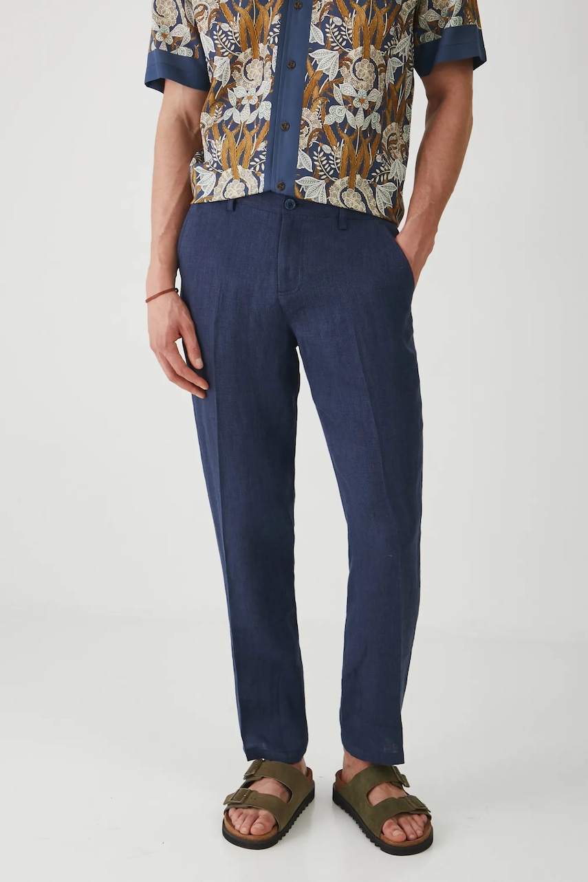 Λινό παντελόνι Medicine χρώμα: ναυτικό μπλε