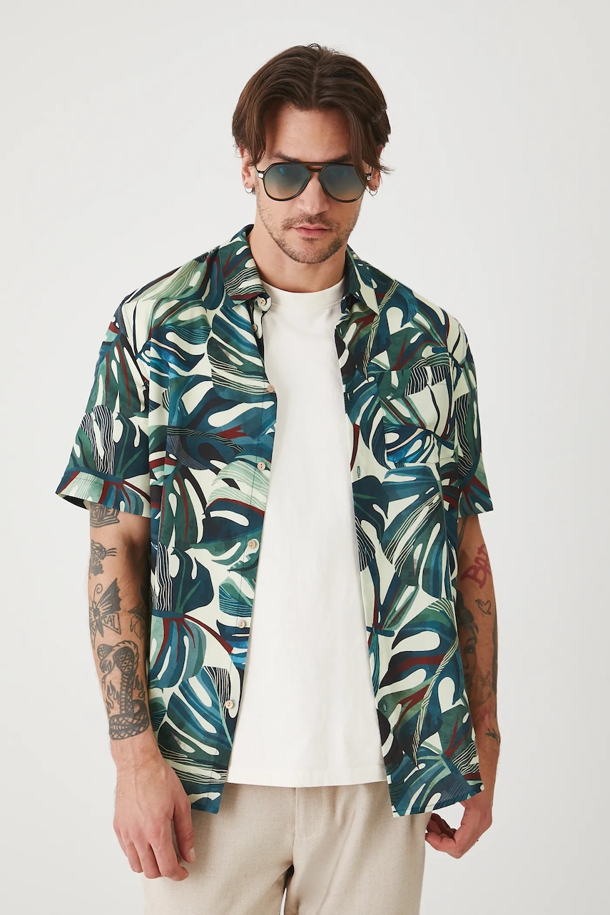 Πουκάμισο με μείγμα από λινό Medicine ανδρικό, χρώμα: πολύχρωμο