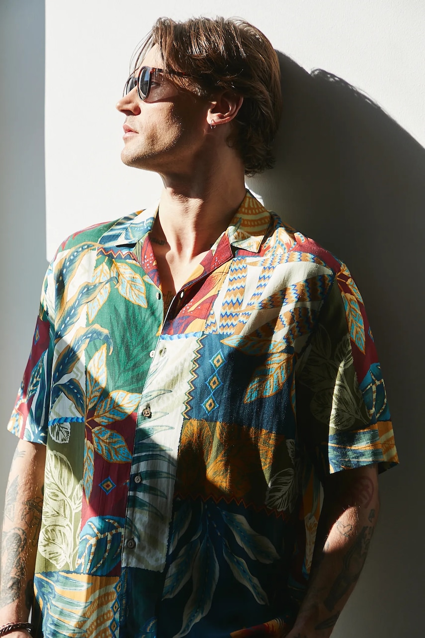 Πουκάμισο με μείγμα από λινό Medicine ανδρικό, χρώμα: πολύχρωμο