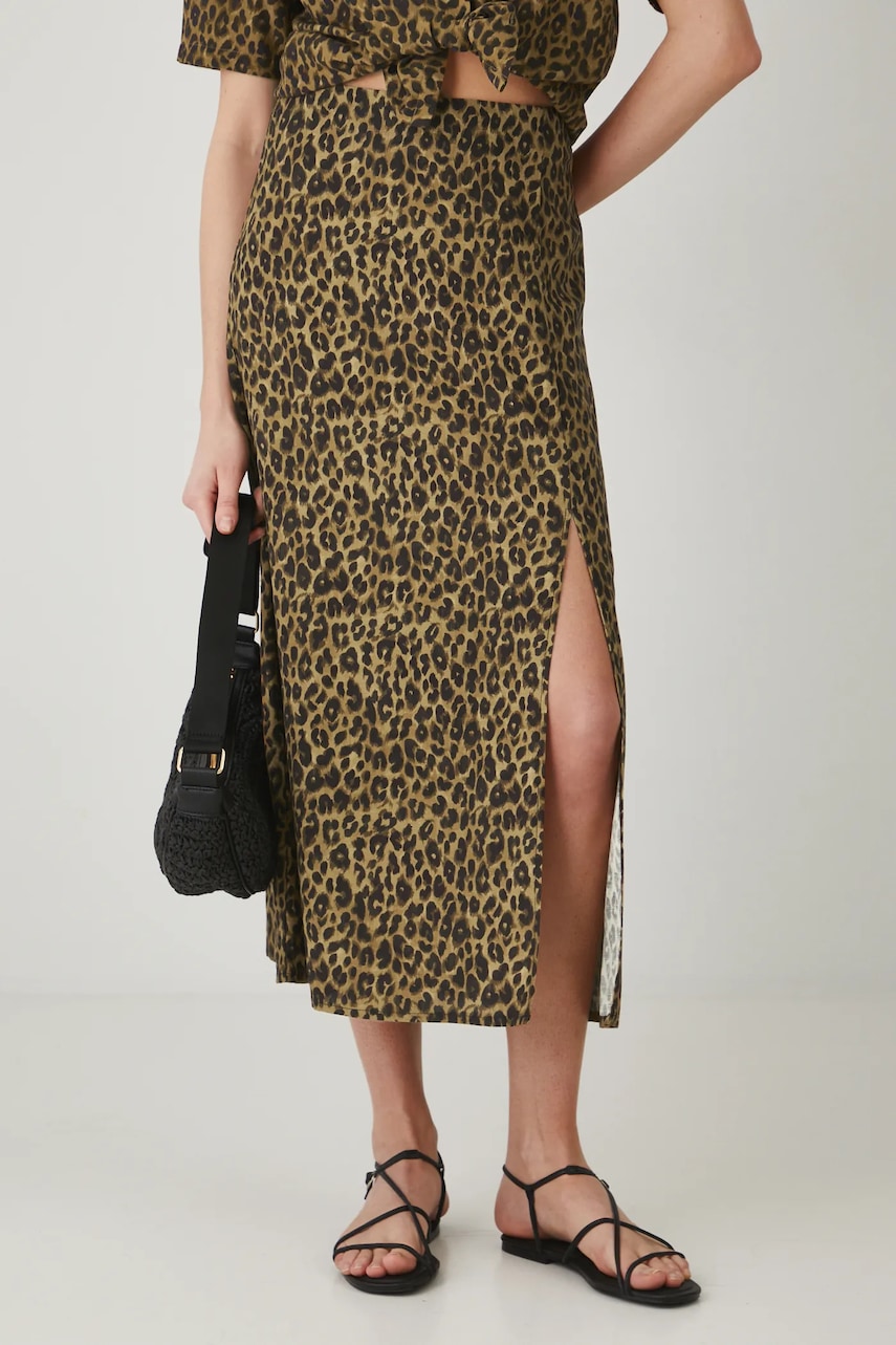 Φούστα από λινό μείγμα Medicine χρώμα: πολύχρωμο