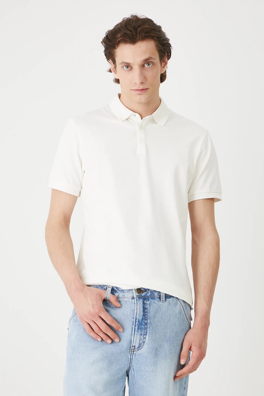 Βαμβακερό μπλουζάκι πόλο Medicine ανδρικά, χρώμα: μπεζ