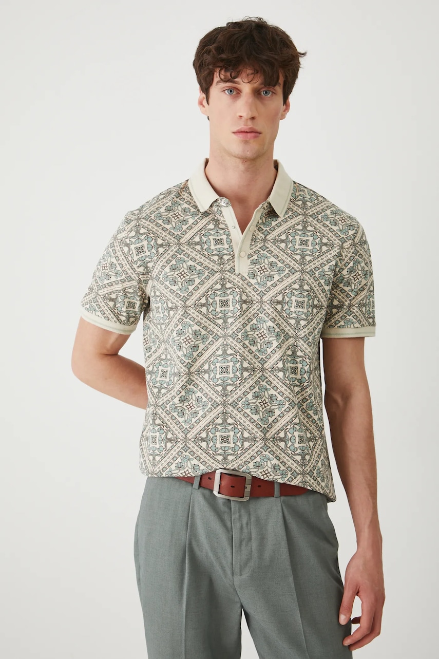 Βαμβακερό μπλουζάκι πόλο Medicine ανδρικά, χρώμα: μπεζ