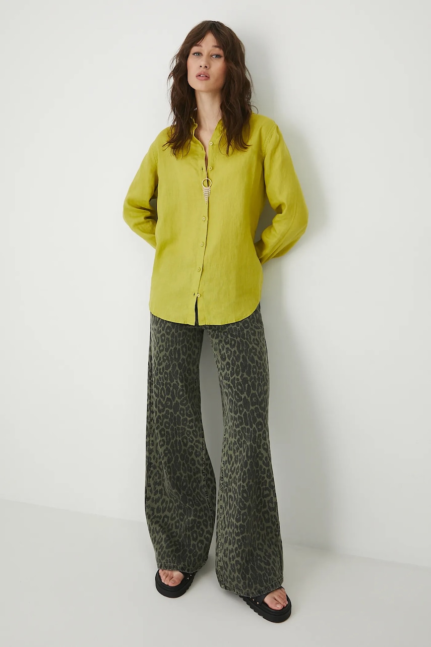 Πουκάμισο από λινό Medicine χρώμα: πράσινο