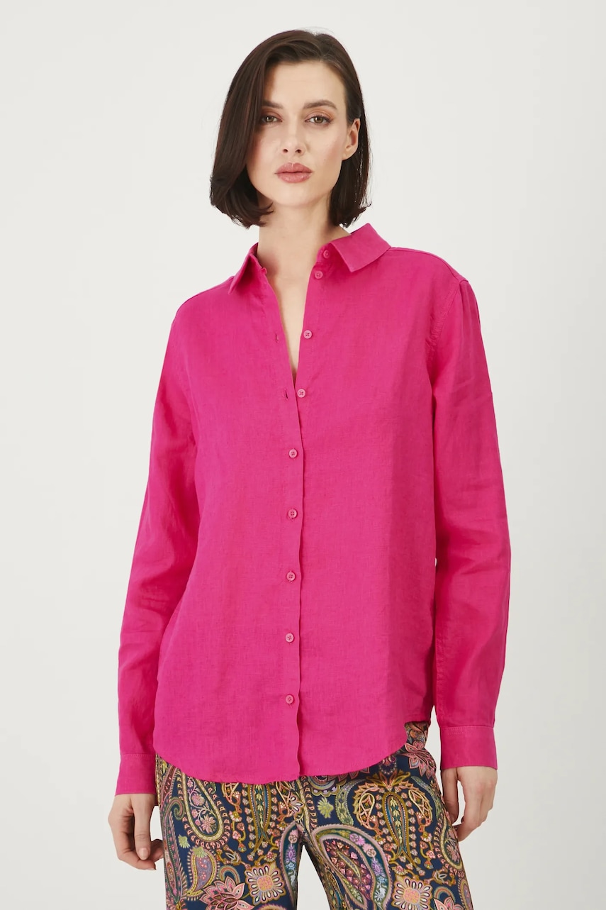 Πουκάμισο από λινό Medicine χρώμα: ροζ