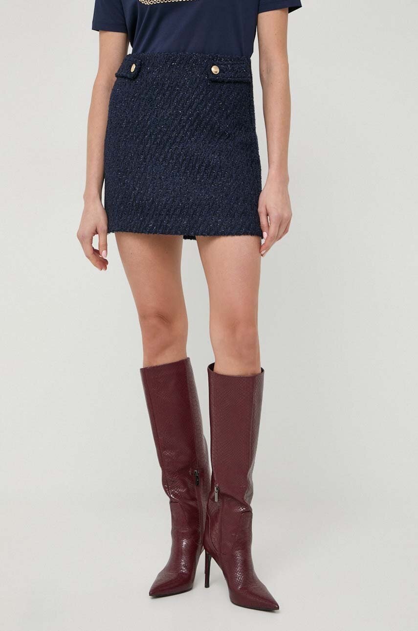 Φούστα από μείγμα μαλλιού MICHAEL Michael Kors χρώμα: ναυτικό μπλε