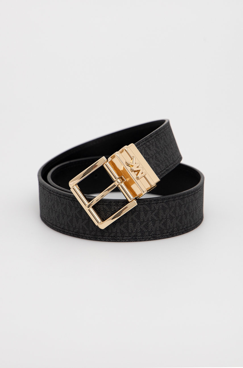 Αναστρέψιμη δερμάτινη ζώνη MICHAEL Michael Kors χρώμα: μαύρο