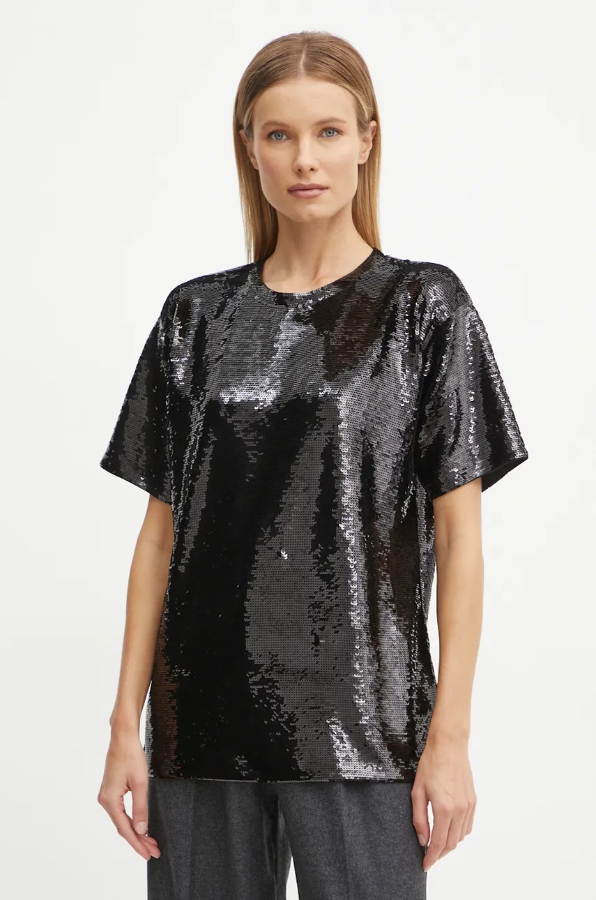 Μπλουζάκι MICHAEL Michael Kors χρώμα: μαύρο, MF451IW6PK